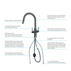 Solid Brass Dual-Handle Pull-Down Kitchen Faucet – Dual Function Spray – KFB2021