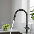 Solid Brass Dual-Handle Pull-Down Kitchen Faucet – Dual Function Spray – KFB2021