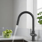 Solid Brass Dual-Handle Pull-Down Kitchen Faucet – Dual Function Spray – KFB2021