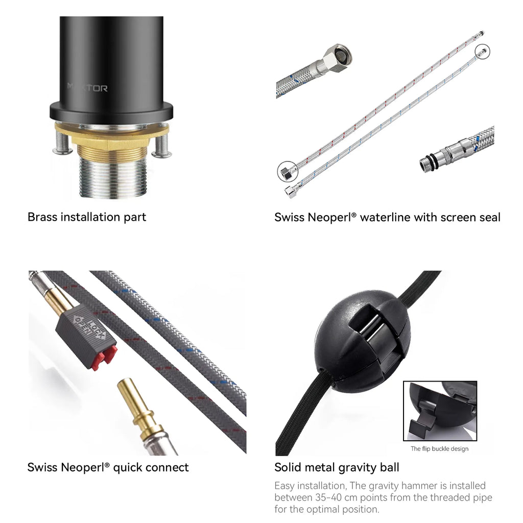 Solid Brass Dual-Handle Pull-Down Kitchen Faucet – Dual Function Spray – KFB2021