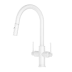 Solid Brass Dual-Handle Pull-Down Kitchen Faucet – Dual Function Spray – KFB2021 Matte White