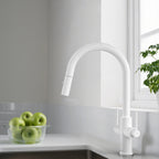 Solid Brass Dual-Handle Pull-Down Kitchen Faucet – Dual Function Spray – KFB2021