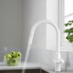 Solid Brass Dual-Handle Pull-Down Kitchen Faucet – Dual Function Spray – KFB2021