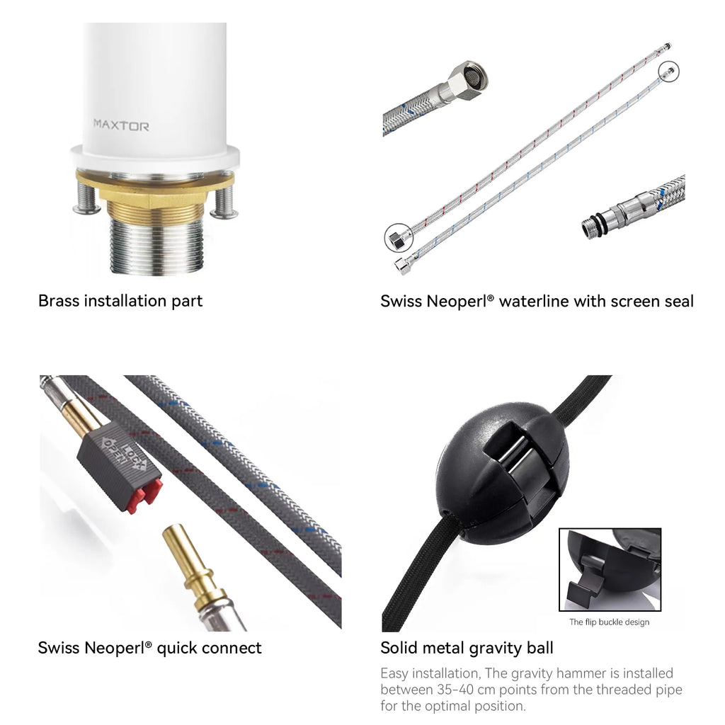 Solid Brass Dual-Handle Pull-Down Kitchen Faucet – Dual Function Spray – KFB2021