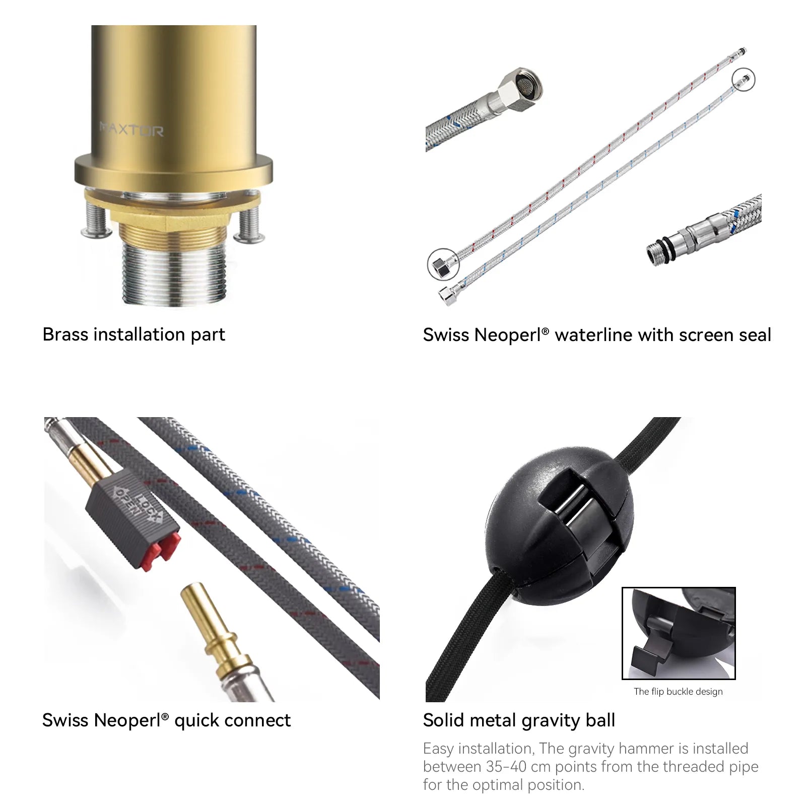 Solid Brass Dual-Handle Pull-Down Kitchen Faucet – Dual Function Spray – KFB2022