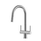 Solid Brass Dual-Handle Pull-Down Kitchen Faucet – Dual Function Spray – KFB2022 Brushed Nickel