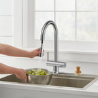 Solid Brass Dual-Handle Pull-Down Kitchen Faucet – Dual Function Spray – KFB2022