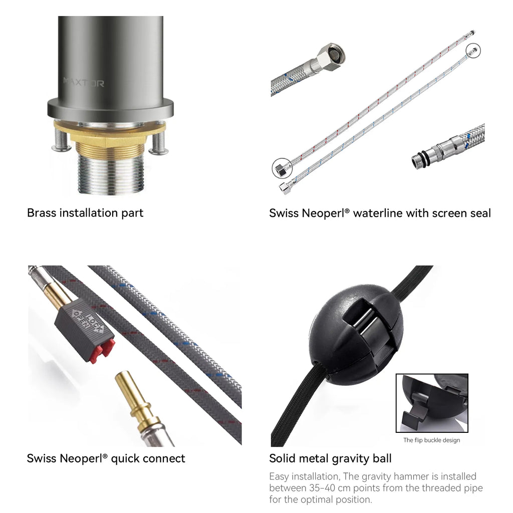 Solid Brass Dual-Handle Pull-Down Kitchen Faucet – Dual Function Spray – KFB2022