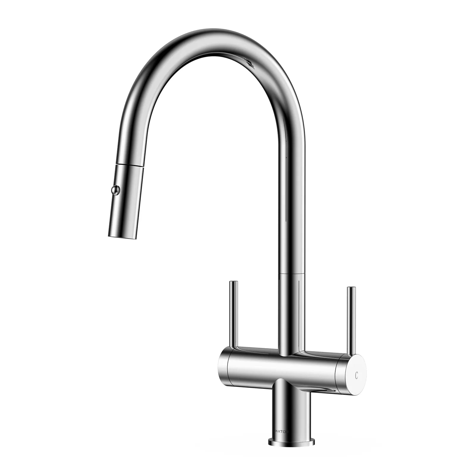Solid Brass Dual-Handle Pull-Down Kitchen Faucet – Dual Function Spray – KFB2022 Chrome