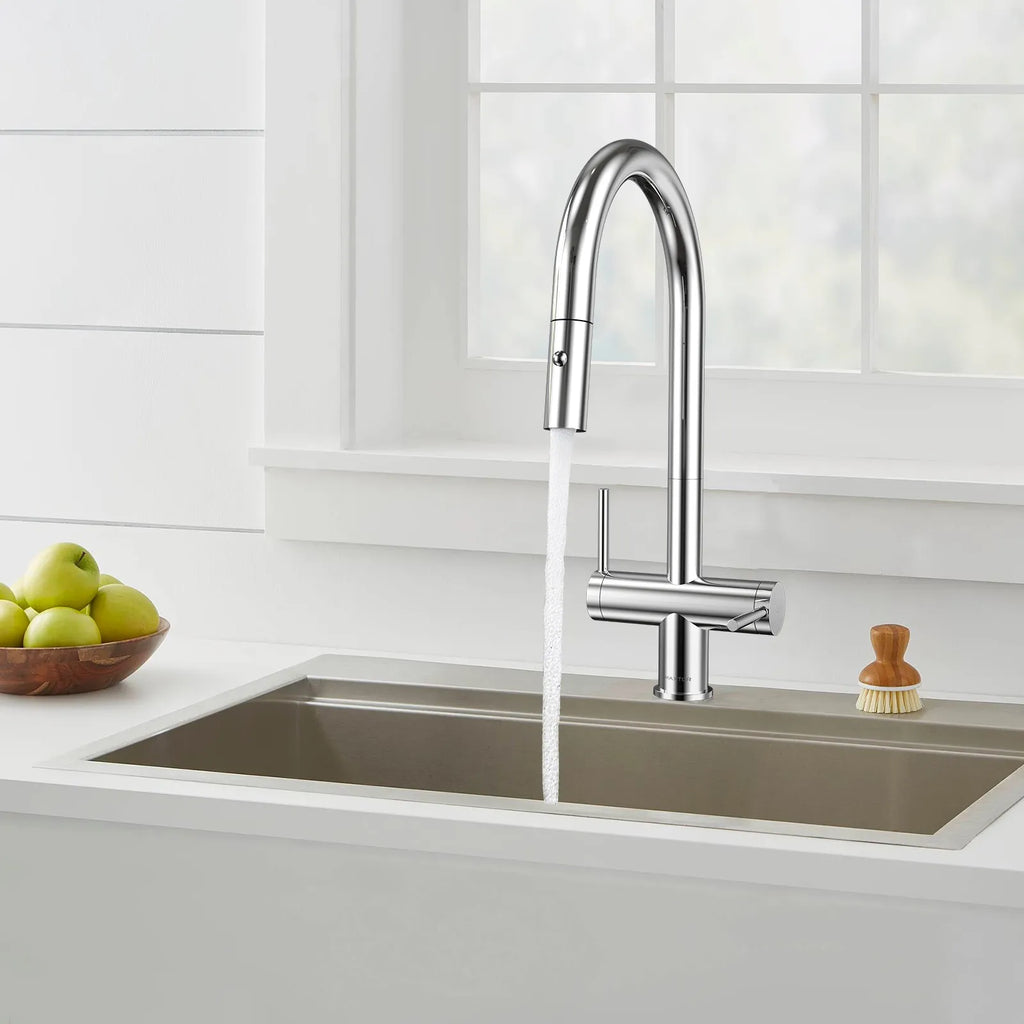Solid Brass Dual-Handle Pull-Down Kitchen Faucet – Dual Function Spray – KFB2022