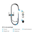 Solid Brass Dual-Handle Pull-Down Kitchen Faucet – Dual Function Spray – KFB2022