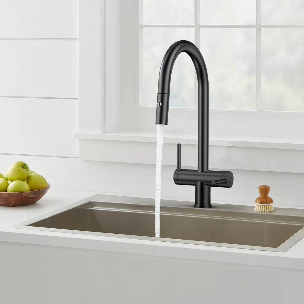 Solid Brass Dual-Handle Pull-Down Kitchen Faucet – Dual Function Spray – KFB2022