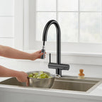Solid Brass Dual-Handle Pull-Down Kitchen Faucet – Dual Function Spray – KFB2022