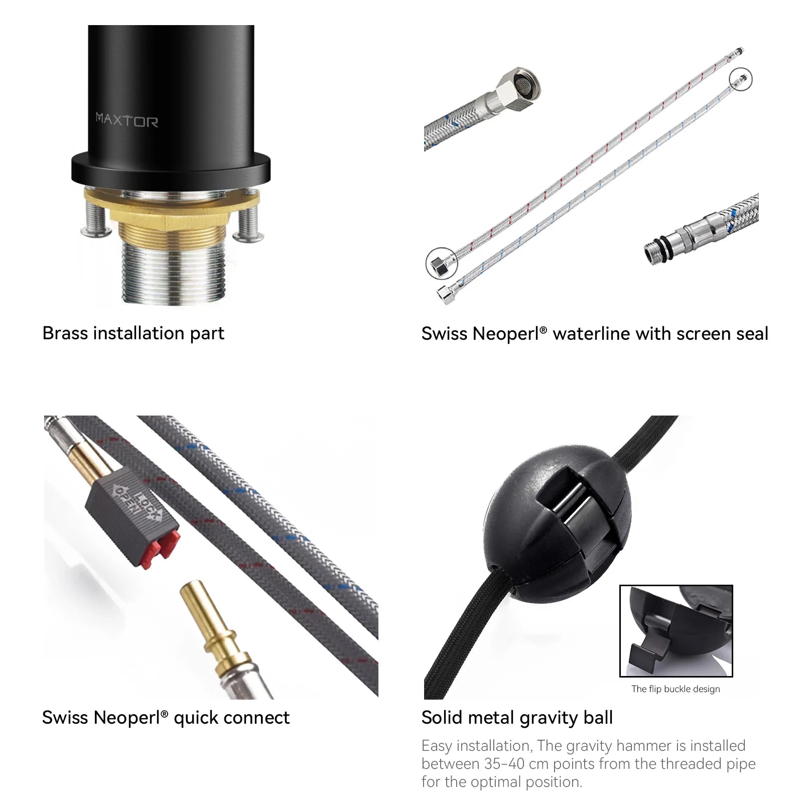 Solid Brass Dual-Handle Pull-Down Kitchen Faucet – Dual Function Spray – KFB2022