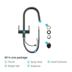 Solid Brass Dual-Handle Pull-Down Kitchen Faucet – Dual Function Spray – KFB2022