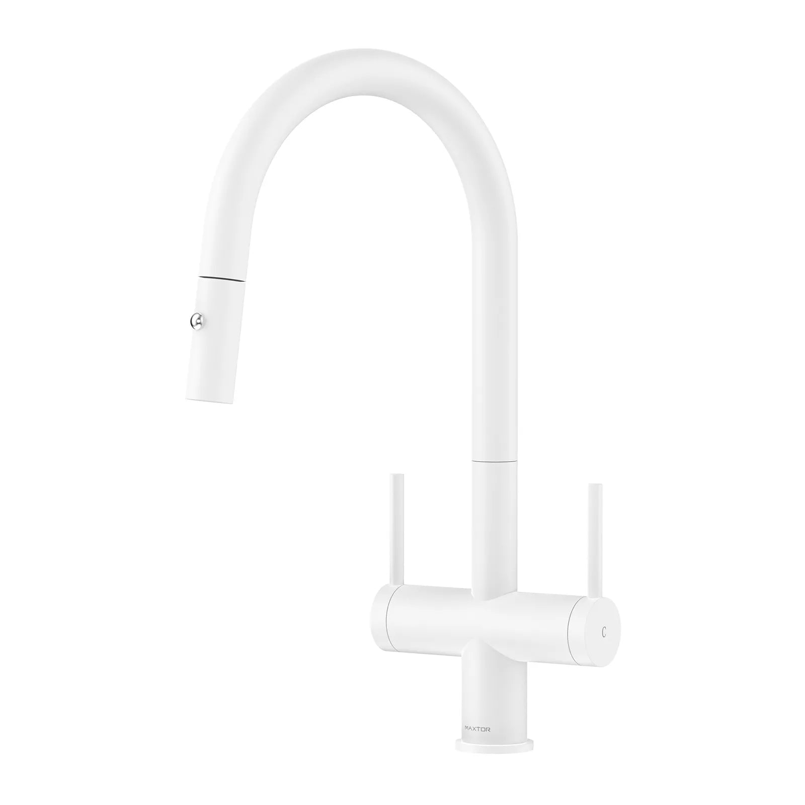 Solid Brass Dual-Handle Pull-Down Kitchen Faucet – Dual Function Spray – KFB2022 Matte White