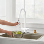 Solid Brass Dual-Handle Pull-Down Kitchen Faucet – Dual Function Spray – KFB2022