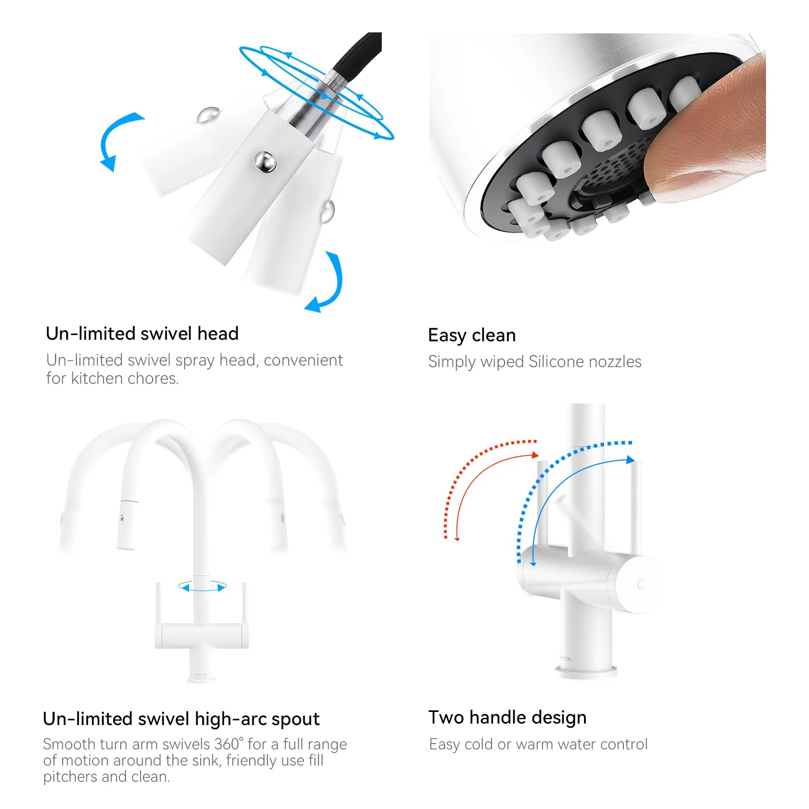 Solid Brass Dual-Handle Pull-Down Kitchen Faucet – Dual Function Spray – KFB2022