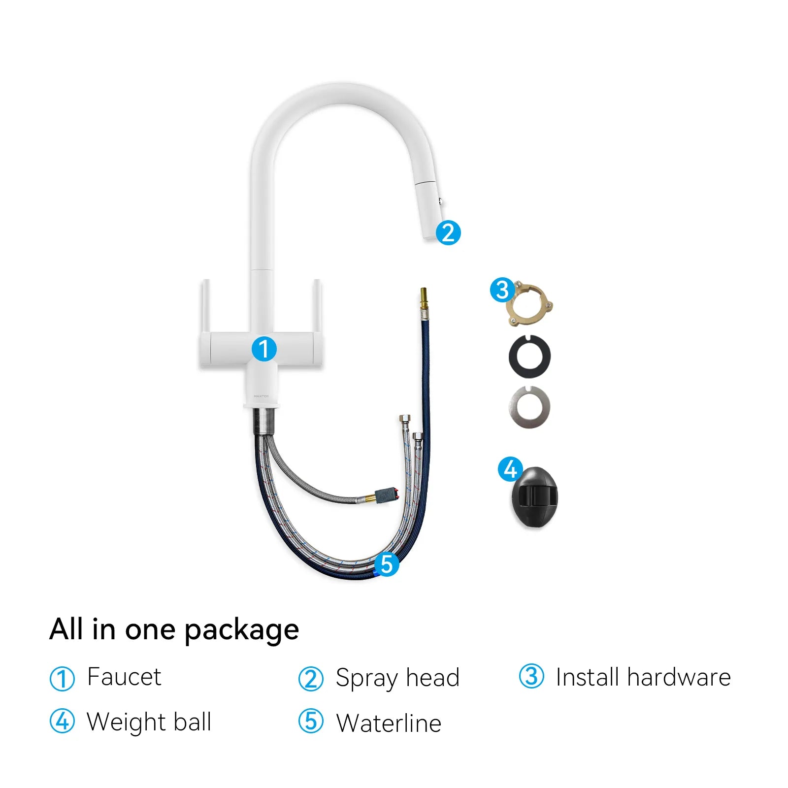 Solid Brass Dual-Handle Pull-Down Kitchen Faucet – Dual Function Spray – KFB2022
