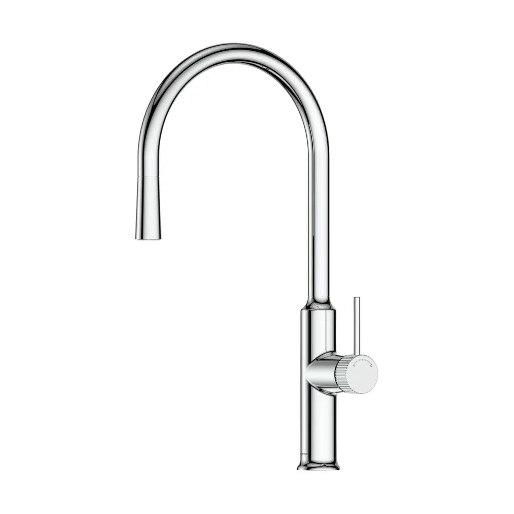 Single Handle Pull-Down Kitchen Faucet – High Arc Gooseneck Spout, 1.8 GPM – KFB9031