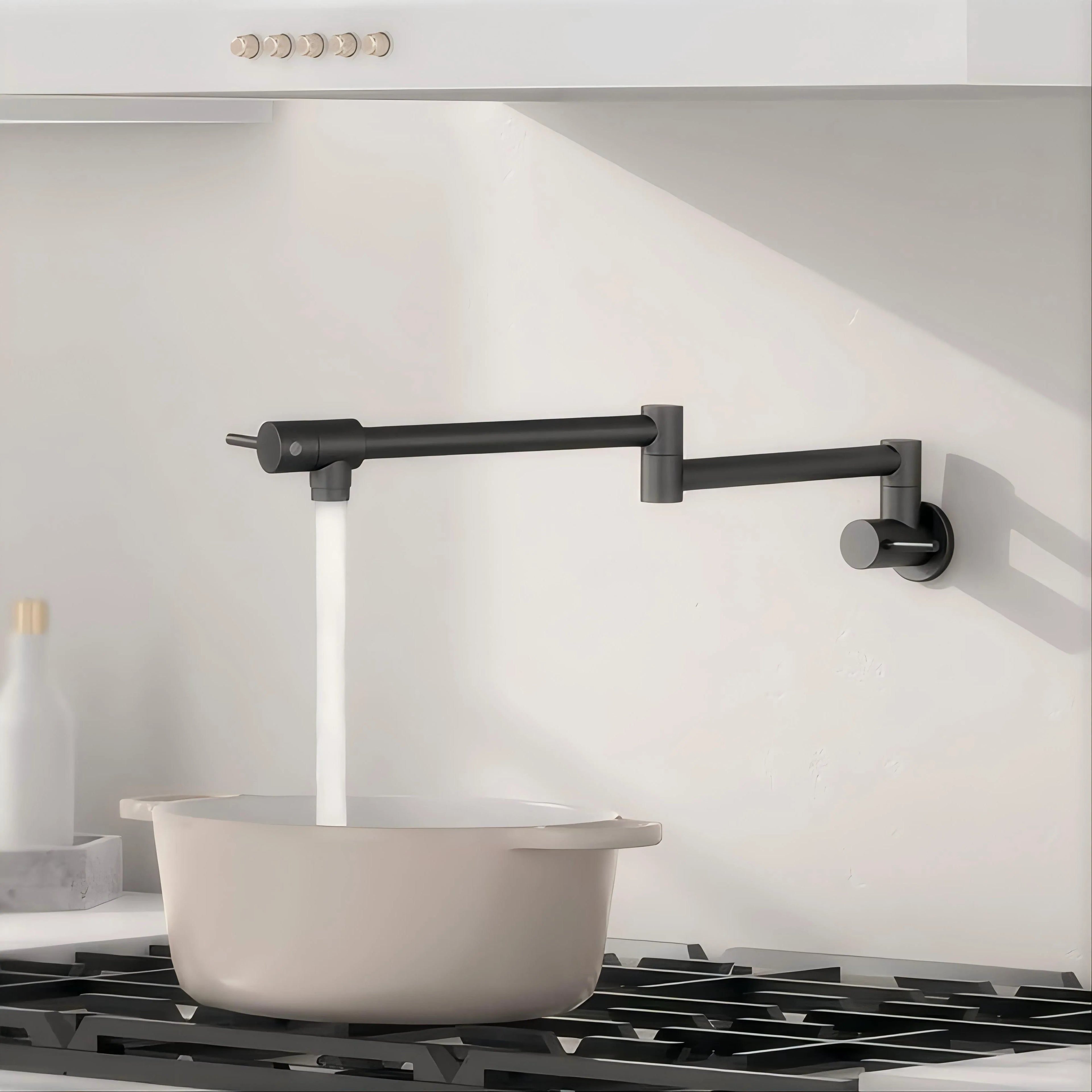 Matte Black Wall Mounted Pot Filler Faucet – Double Swing Arm – MPF0101