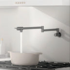 Matte Black Wall Mounted Pot Filler Faucet – Double Swing Arm – MPF0101