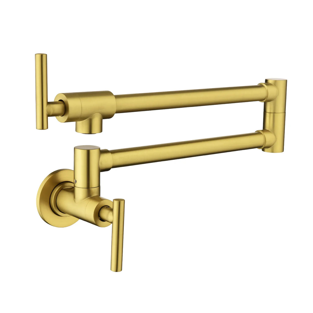 Matte Black Wall Mounted Pot Filler Faucet – Double Swing Arm – MPF0101 Brushed Gold