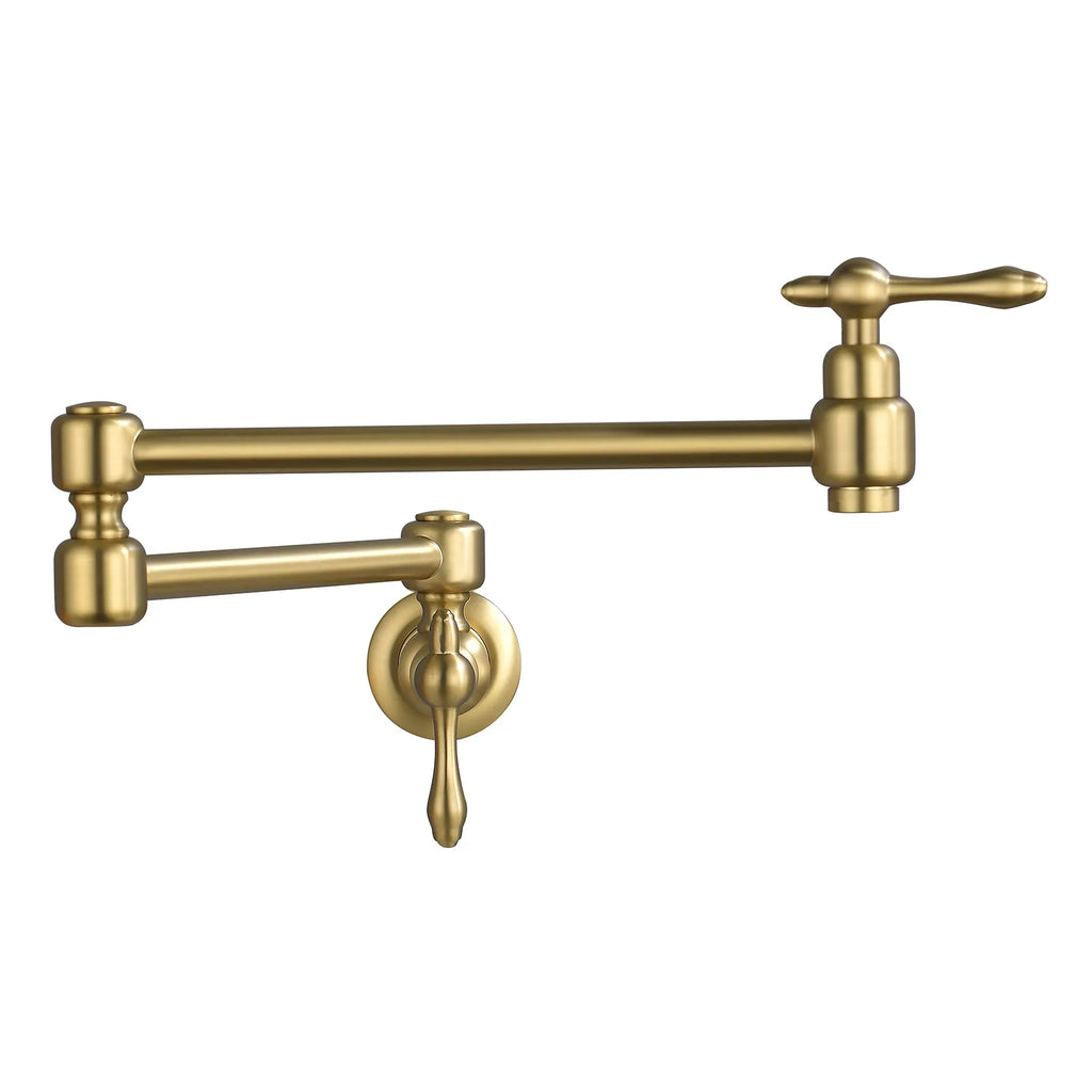 Wall Mounted Pot Filler Faucet with Double Swing Arm-MPF0201 Brushed Gold