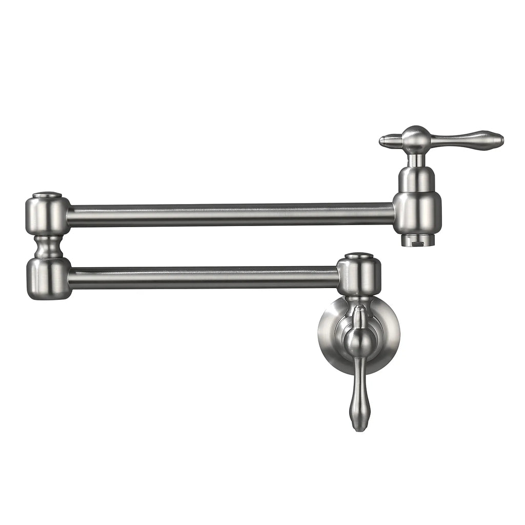 Wall Mounted Pot Filler Faucet with Double Swing Arm-MPF0201 Brushed Nickel