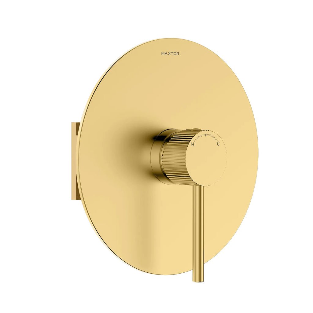 1 Way Wall Concealed Pressure Balance Shower Valve with Trim Plate – Knurled Handle – MT601031 Brushed Gold
