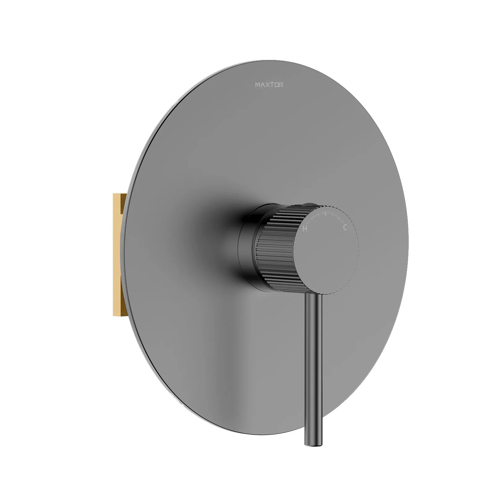 1 Way Wall Concealed Pressure Balance Shower Valve with Trim Plate – Knurled Handle – MT601031 Brushed Gun Metal