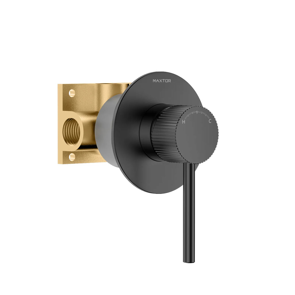 1 Way Wall Concealed Pressure Balance Shower Valve with Trim Plate – Knurled Handle – MT601031S Matte Black