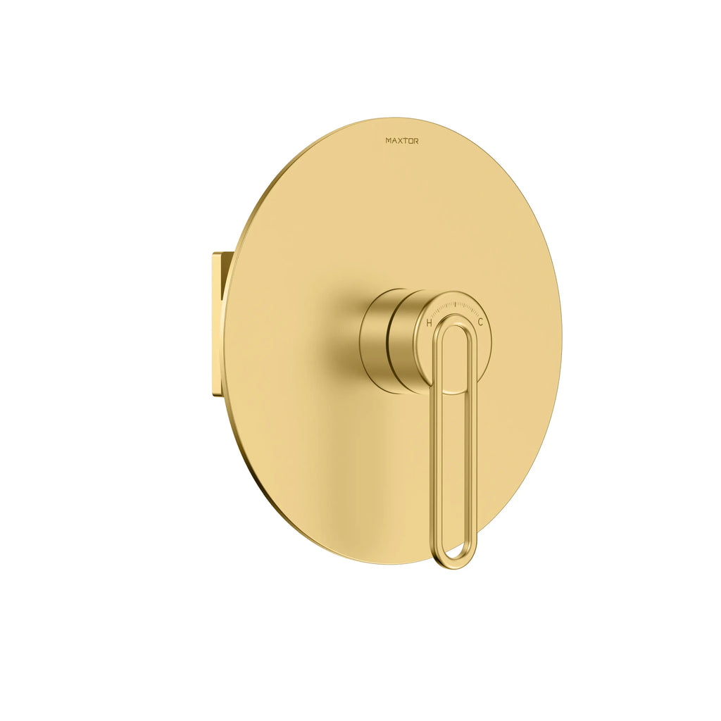 1-Way Pressure Balance Wall Concealed Shower Valve with Round Trim Plate – MT601069 Brushed Gold