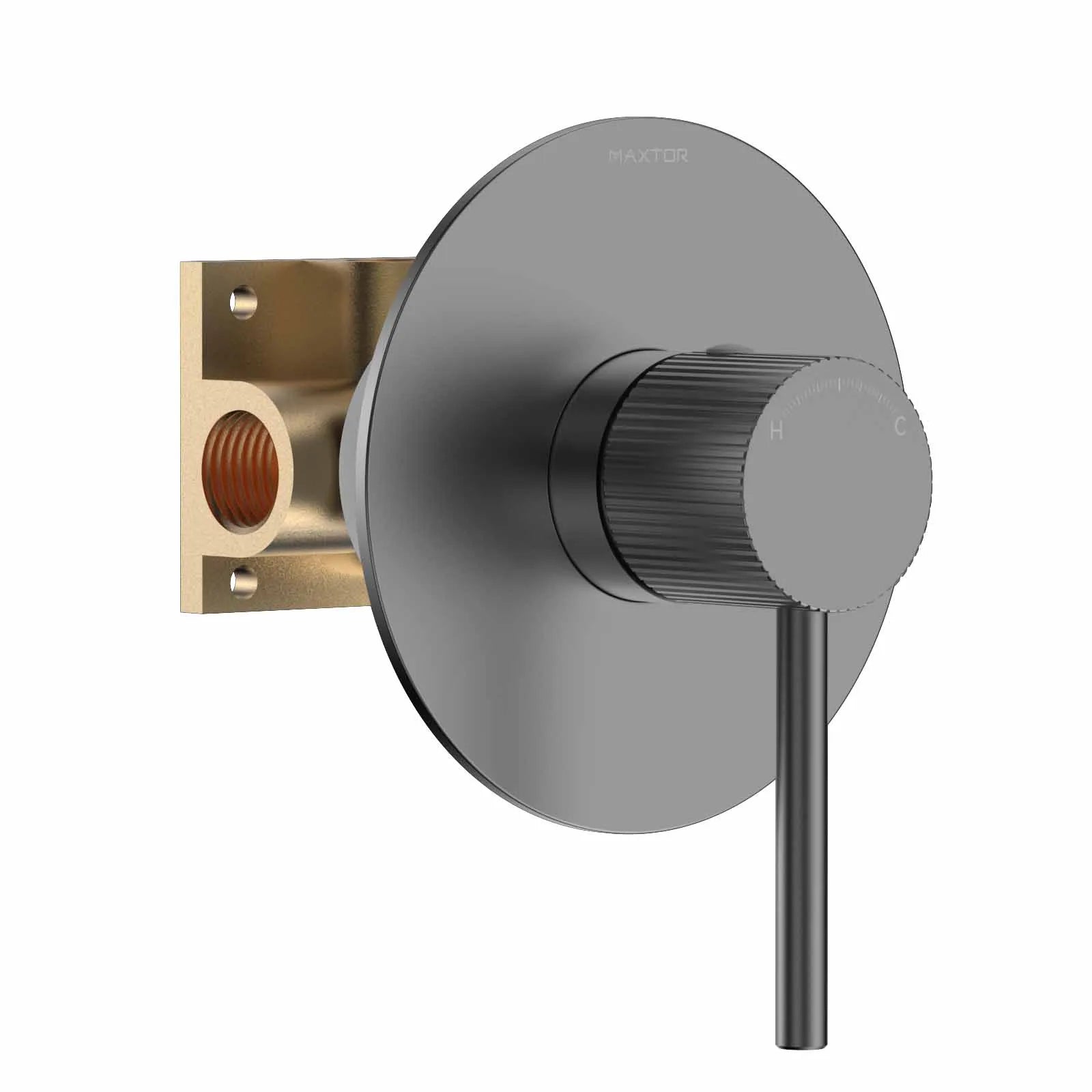 1 Way Wall Concealed Water Pressure Balance Shower Roughing-In Valve with Trim Plate-MT601127 Brushed Gun Metal