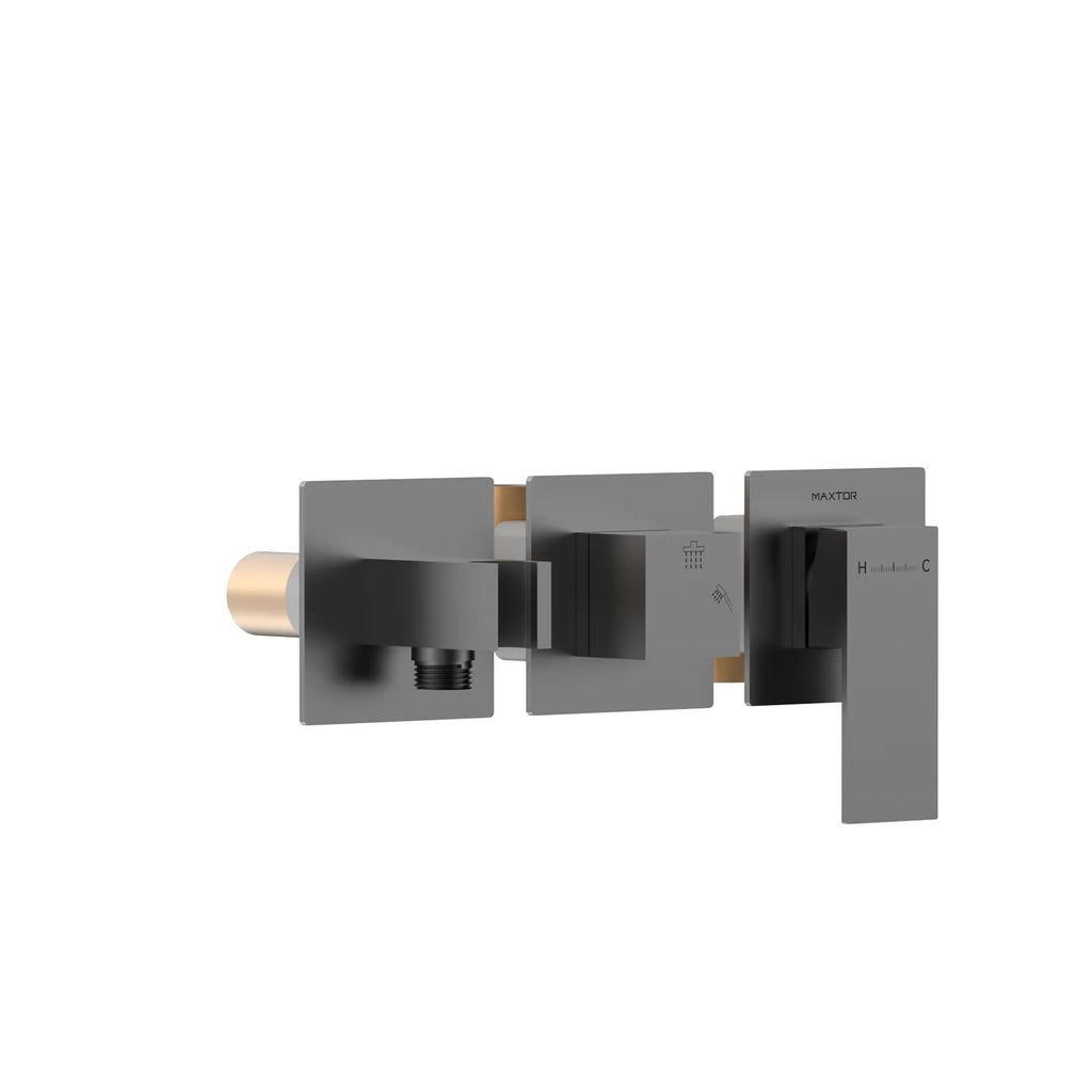 Square Horizontal 2 Way Wall Concealed Shower Valve & Trim Kit MT602000H Brushed Gun Metal
