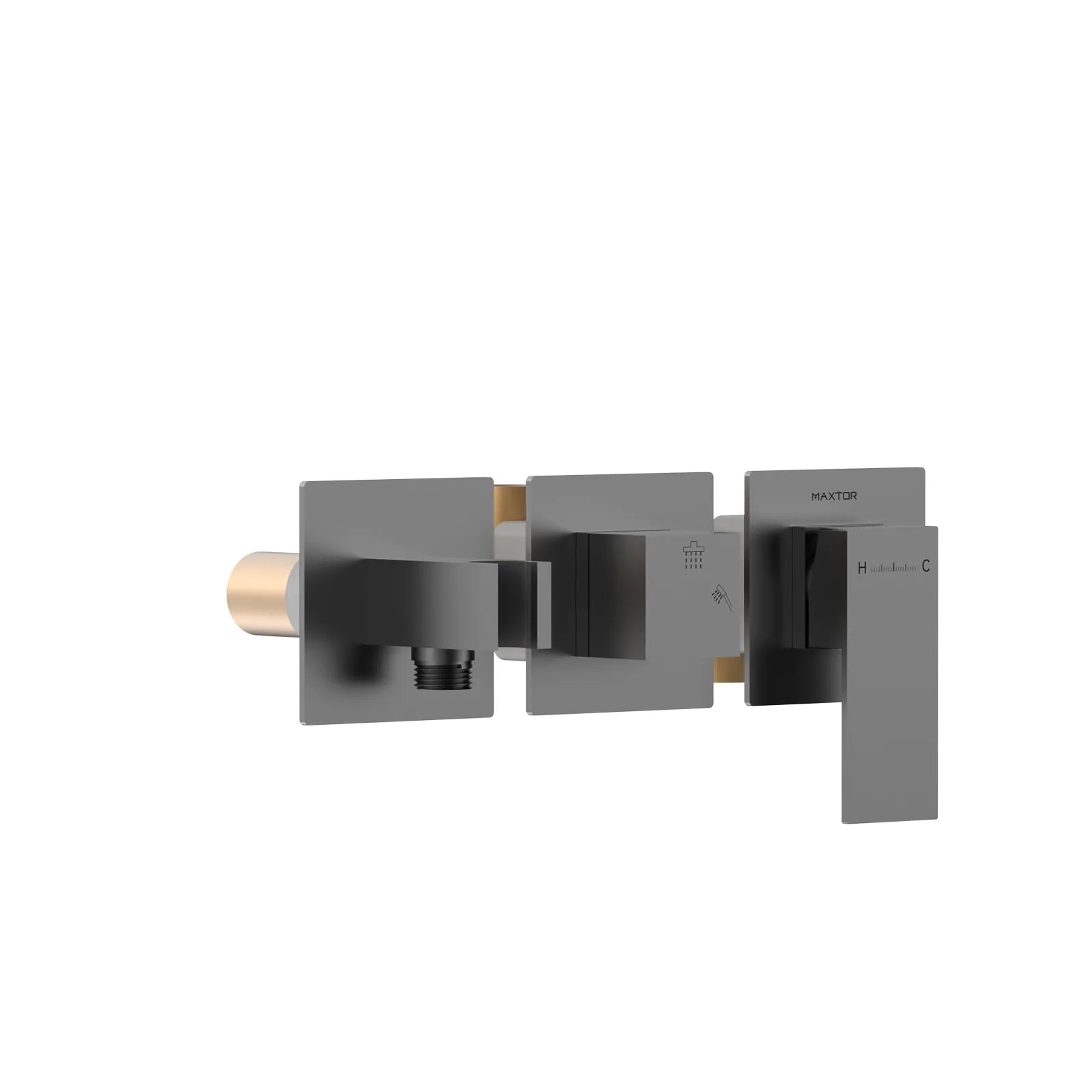 Square Horizontal 2 Way Wall Concealed Shower Valve & Trim Kit MT602000H Brushed Gun Metal