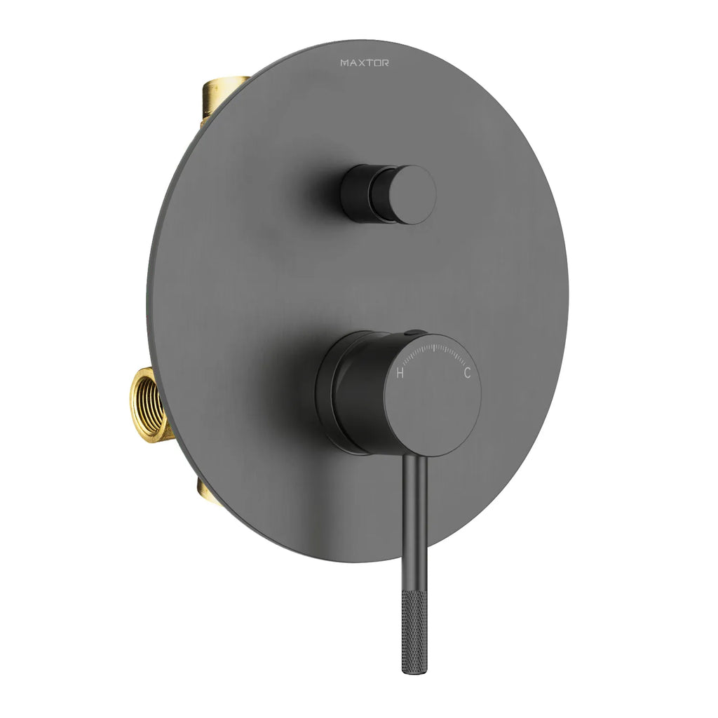 Circular Pressure Balanced 2-Function Shower Valve with Trim Plate MT602004 Brushed Gun Metal