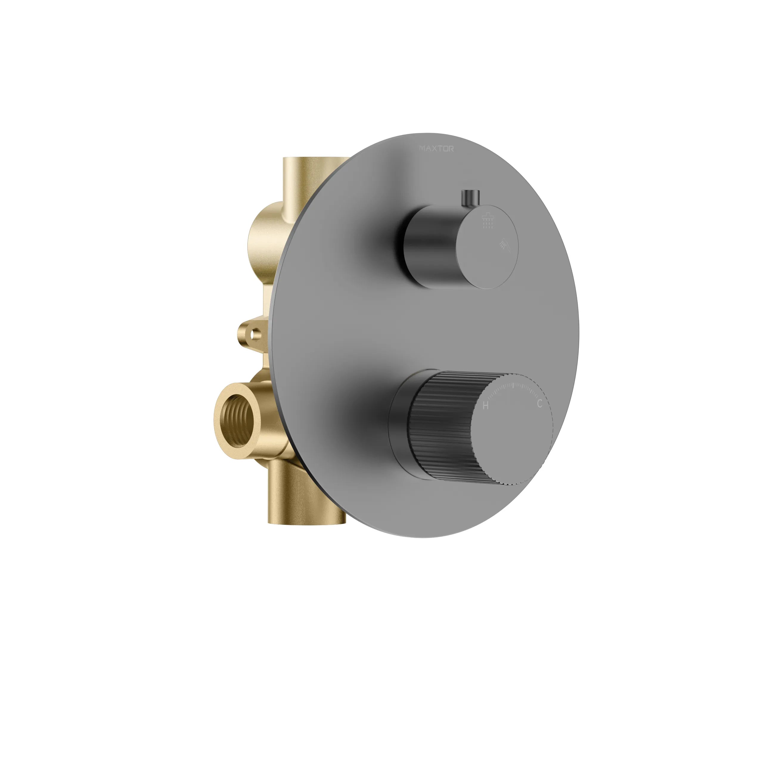 2 Way Wall Concealed Pressure Balance Shower Valve with Trim Plate-MT602027 Brushed Gun Metal