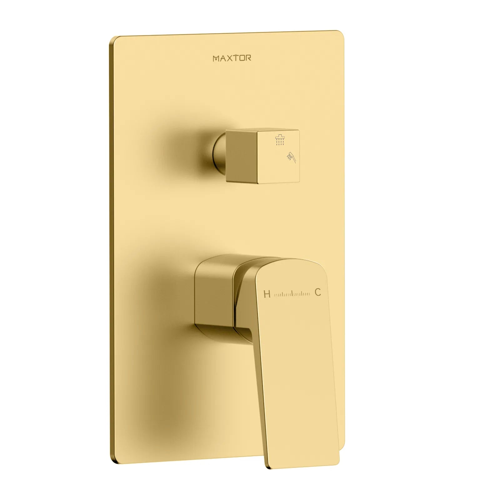 MAXTOR 2-Way Wall Concealed Shower Rough-In Valve with Diverter, Box & SUS304 Trim Plate-MT602065 Brushed Gold