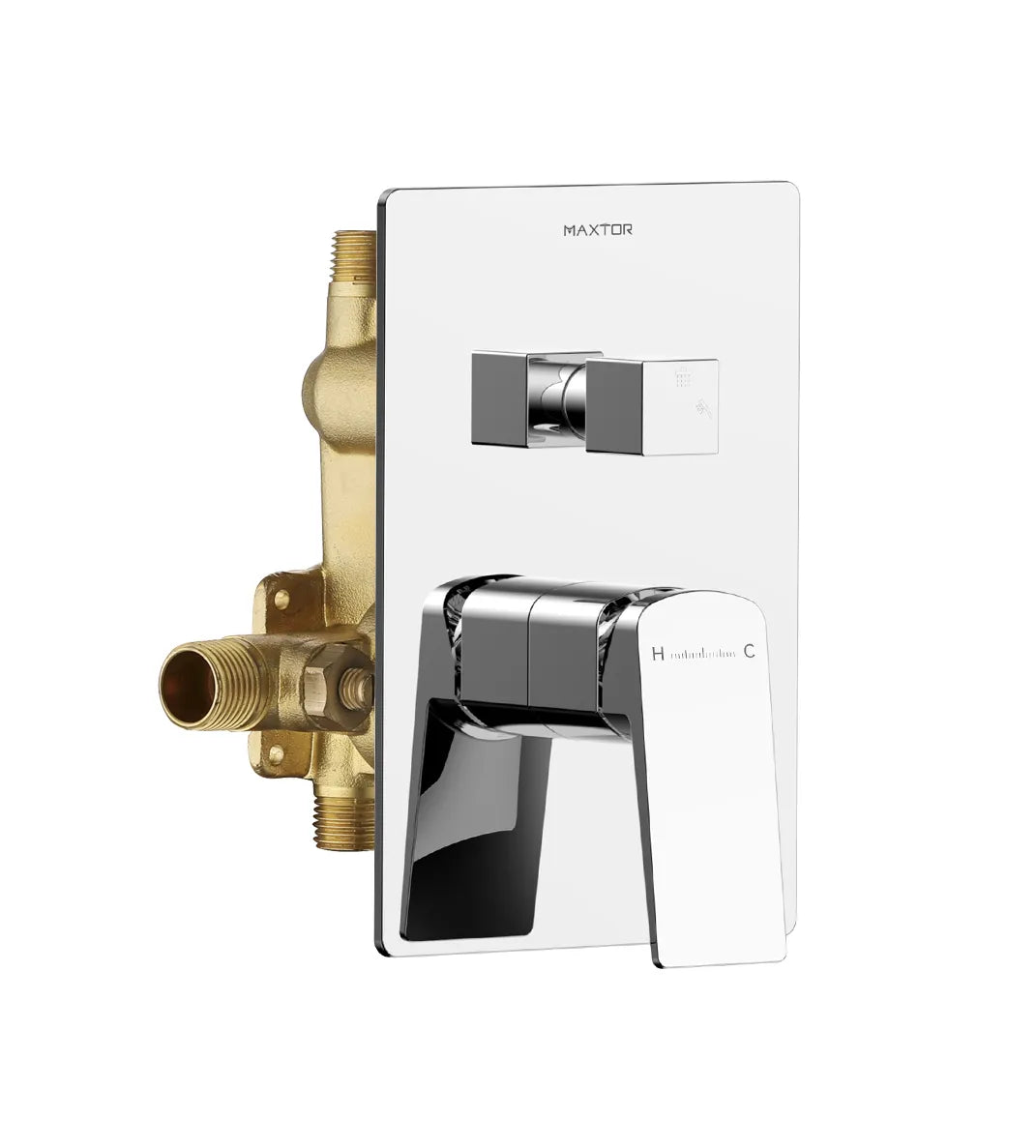 MAXTOR 2-Way Wall Concealed Shower Rough-In Valve with Diverter, Box & SUS304 Trim Plate-MT602065