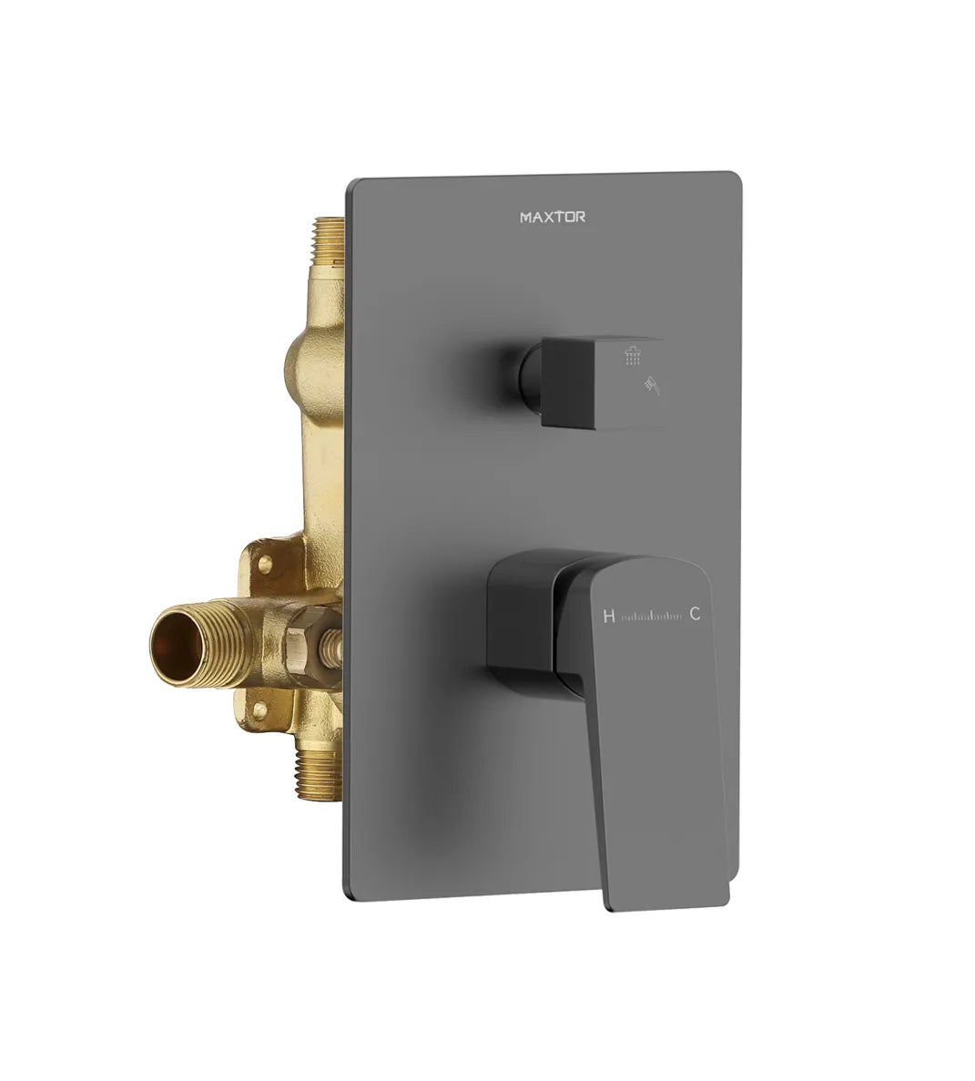 MAXTOR 2-Way Wall Concealed Shower Rough-In Valve with Diverter, Box & SUS304 Trim Plate-MT602065