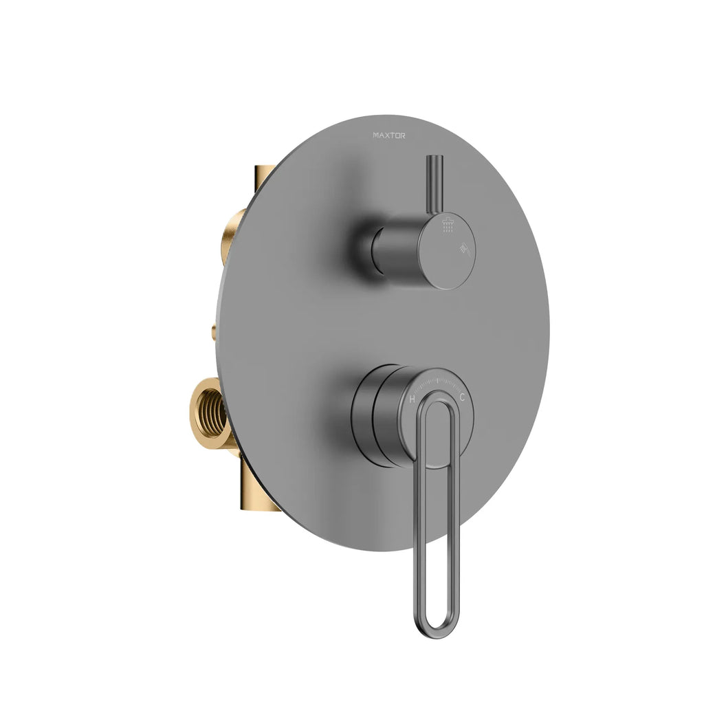 2-Way Pressure Balance Wall Concealed Shower Valve with Diverter & Trim Plate – MT602069 Brushed Gun Metal