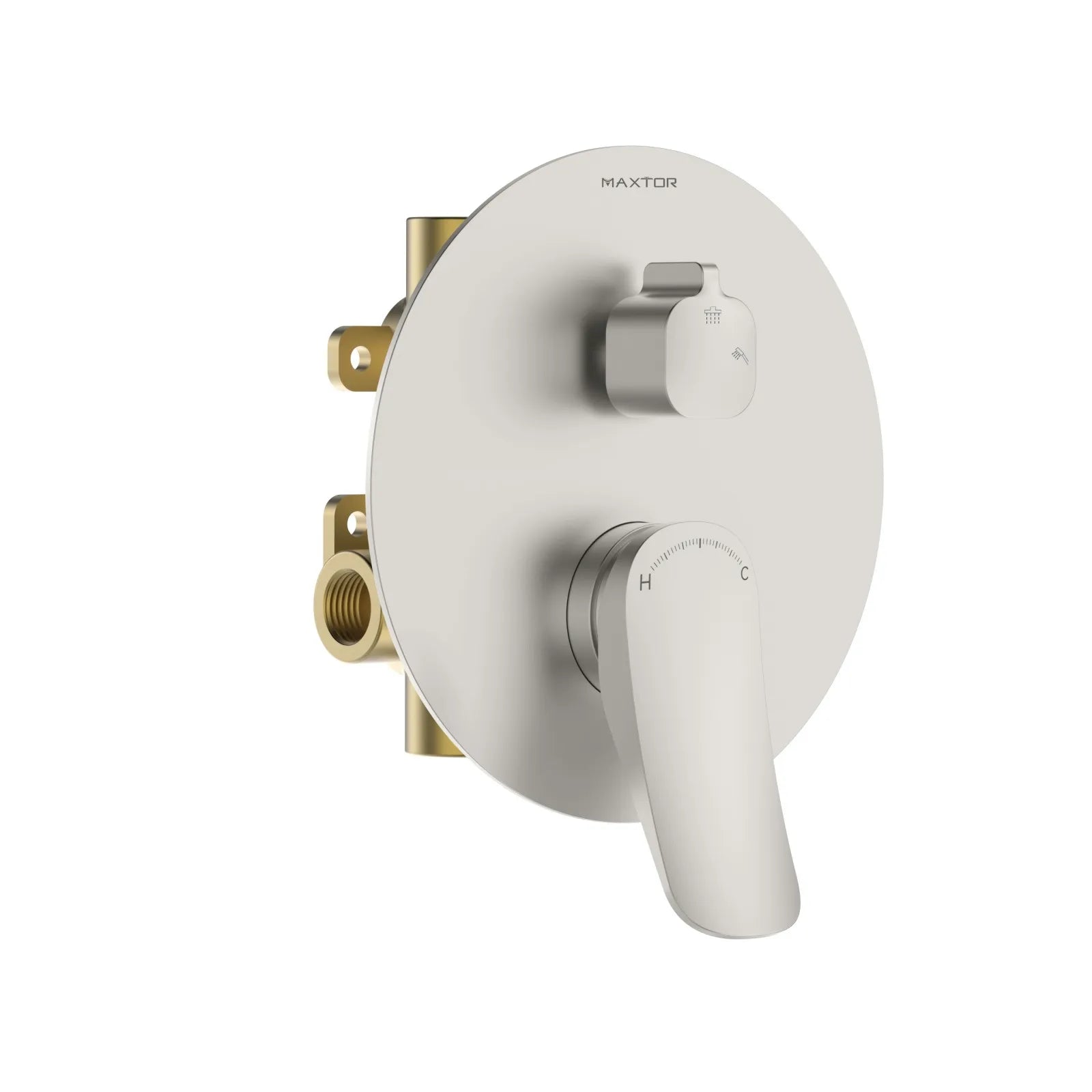 2-Way Pressure Balance Shower Valve with Trim Plate – Dual Outlet Control – MT602076 Brushed Nickel
