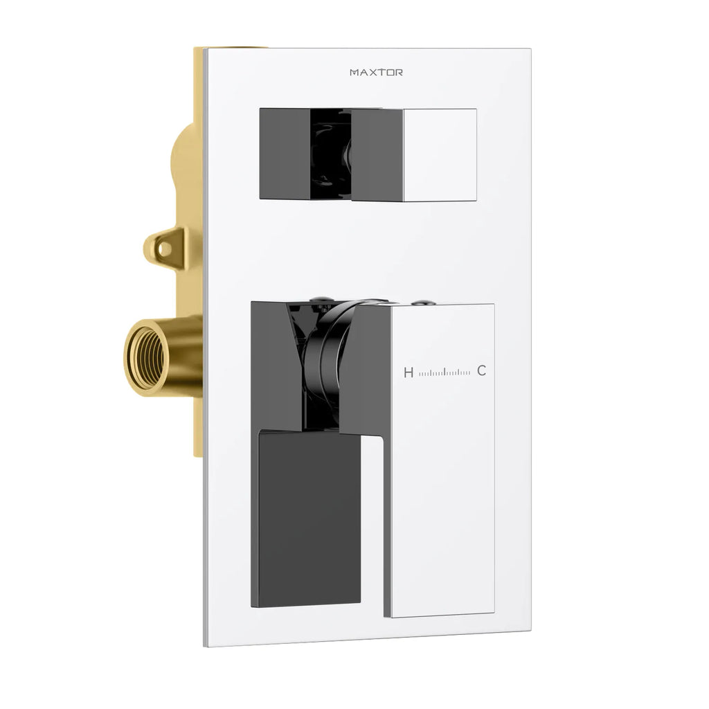 Square Wall Concealed Shower Valve with Trim Plate and 2 outlet MT602100 Chrome