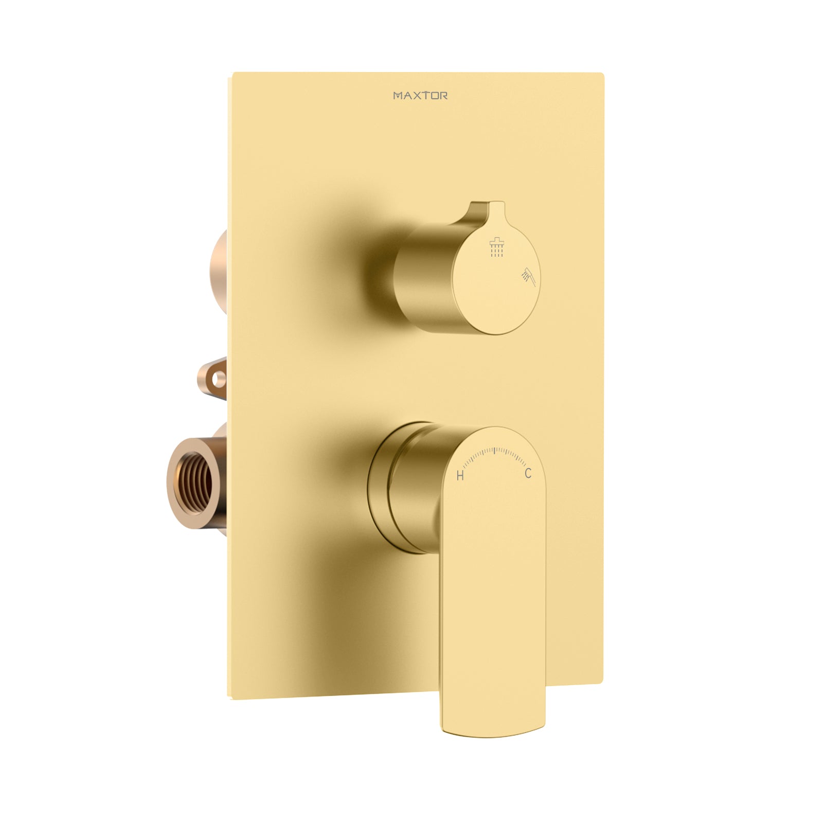 Solid Brass 2-Way Wall Concealed Shower Valve with Diverter and Trim Plate--MT602130 Brushed Gold