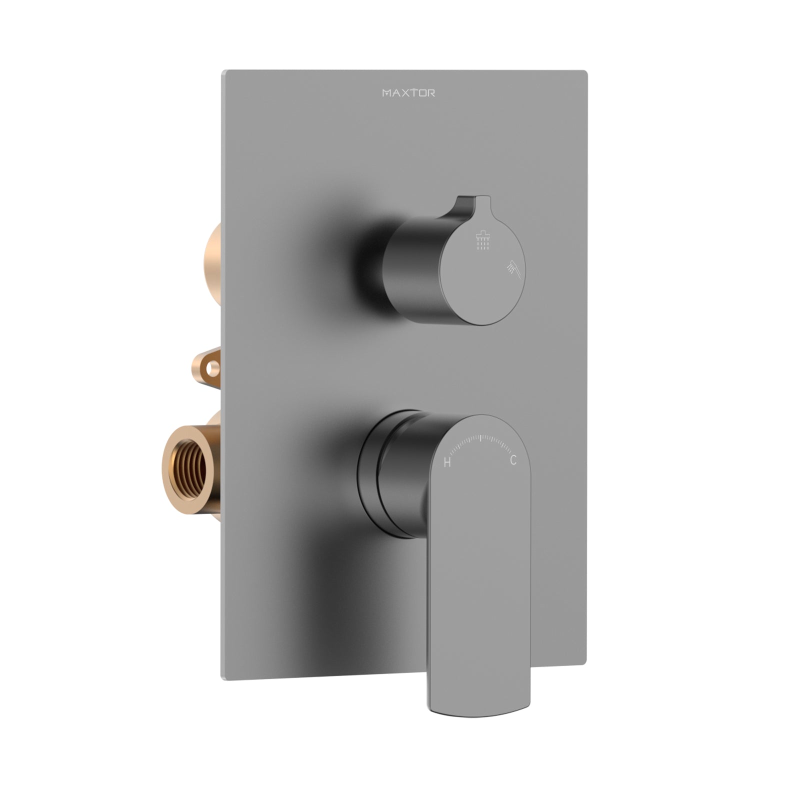 Solid Brass 2-Way Wall Concealed Shower Valve with Diverter and Trim Plate--MT602130 Brushed Gun Metal