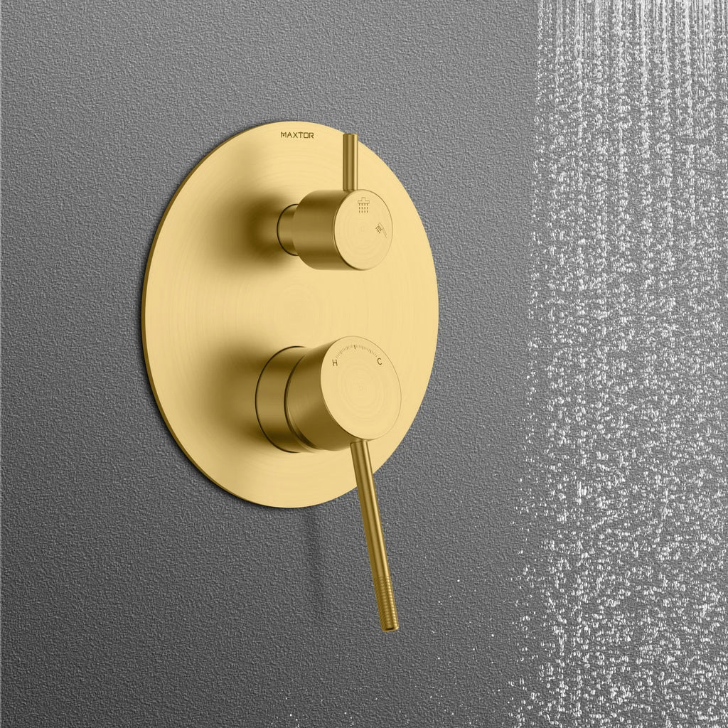 MAXTOR 2 Way Wall Concealed Shower Valve – Solid Brass with Trim Plate – MT612104