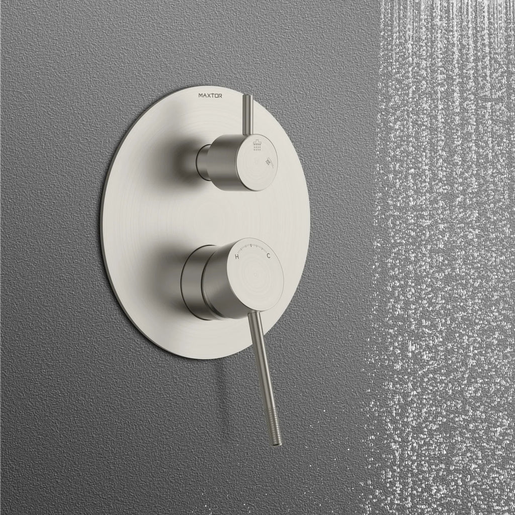MAXTOR 2 Way Wall Concealed Shower Valve – Solid Brass with Trim Plate – MT612104