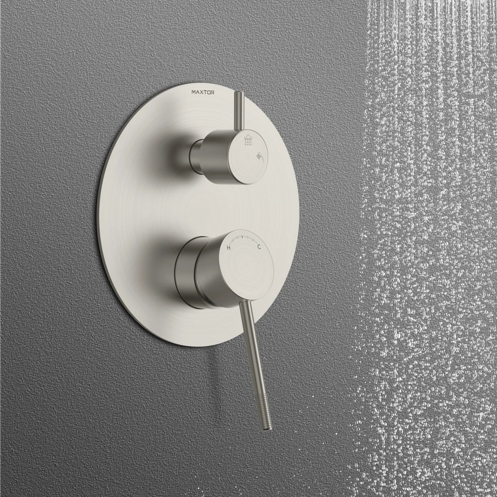 MAXTOR 2 Way Wall Concealed Shower Valve – Solid Brass with Trim Plate – MT612104