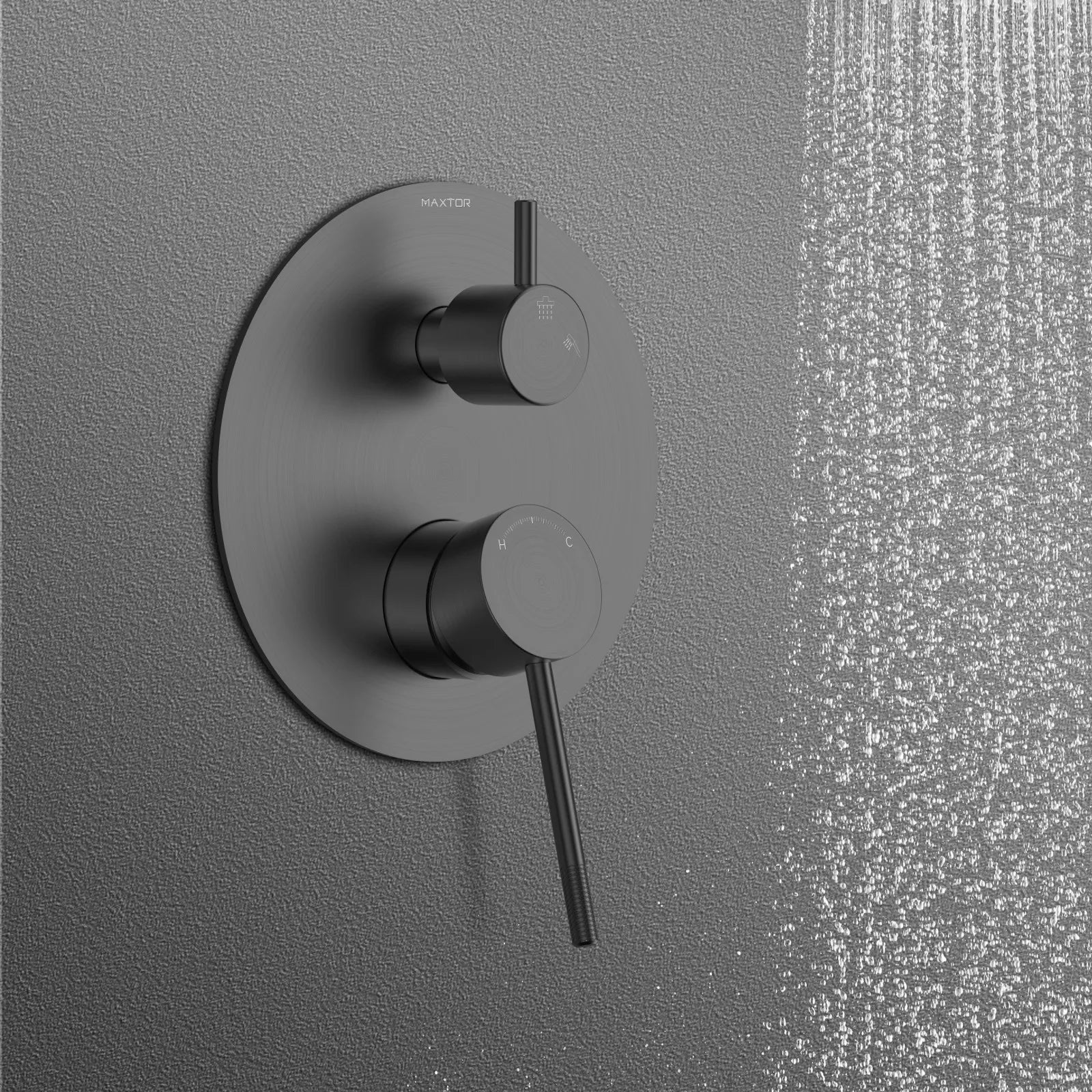 MAXTOR 2 Way Wall Concealed Shower Valve – Solid Brass with Trim Plate – MT612104